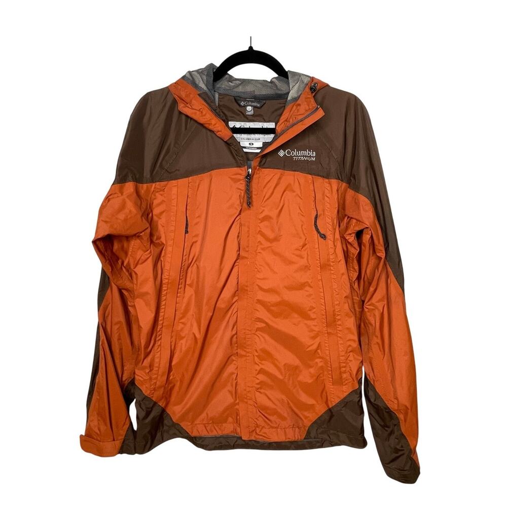 Columbia S Titanium Interchange $179 Soft Shell Waterproof Jacket Orange Brown